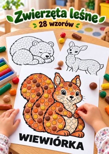 ZWIERZĘTA LEŚNE - DO KOLOROWANIA, WYLEPIANA PLASTELINKĄ MALOWANIA AKWARELĄ - 28 WZORÓW