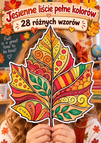 JESIENNE LIŚCIE WITRAŻE 28 SZTUK 