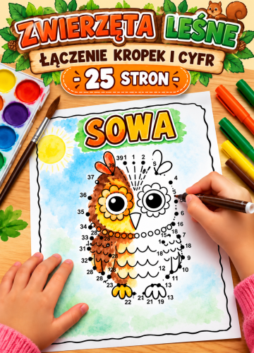 ZWIERZĘTA LEŚNE ŁĄCZENIE KROPEK I CYFR- 25 STRON 