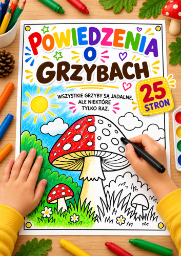POWIEDZENIA O GRZYBACH Z KOLOROWANKĄ - 25 STRON 