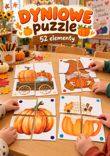 DYNIOWE PUZZLE DLA MŁODSZYCH DZIECI Z KONTROLĄ BŁĘDU - 52 ELEMENTY