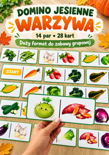 DOMINO JESIENNE WARZYWA DUŻA WERSJA NA DYWAN 