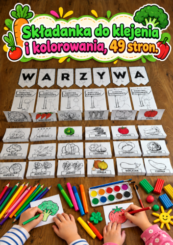 WARZYWA SKŁADANKA Z PODZIAŁEM + NAPIS 49 STRON