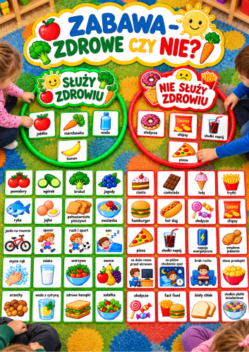 ZABAWA - ZDROWE CZY NIE - 41 OBRAZKÓW I 2 NAPISY. RAZEM 13 STRON 