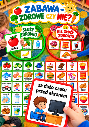 ZABAWA - ZDROWE CZY NIE - 41 OBRAZKÓW I 2 NAPISY. RAZEM 13 STRON 