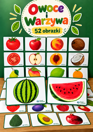 OWOCE , WARZYWA I ICH POŁÓWKI - 52 OBRAZKI