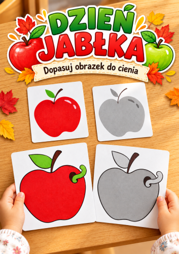 KARTY CIENIE + DOBIERANKA JABŁKA - 20 OBRAZKÓW