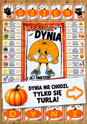 WESOŁA DYNIA I JEJ SMIESZNE SEKRETY - 24 INFORMACE, NAPIS I PLAKAT XXL 38/A4