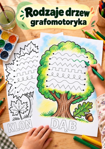 RODZAJE DRZEW - GRAFOMOTORYKA  - 11 STRON 