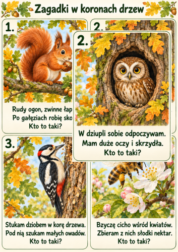 KTO MIESZKA W KORONACH DRZEW? - 24 ZAGADKI OBRAZKOWE 