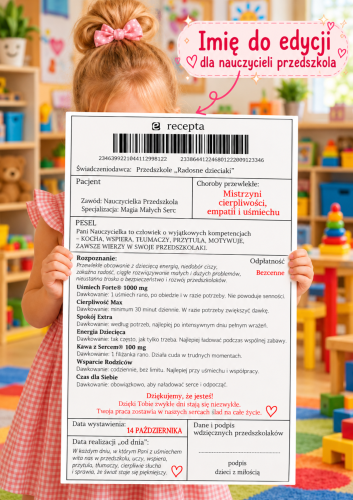DZIEŃ NAUCZYCIELA PRZEDSZKOLA RECEPTA DO EDYCJI - 2 WZORY  