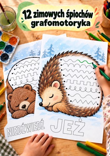 12 ZIMOWYCH ZIMOWYCH ŚPIOCHÓW GRAFOMOTORYKA