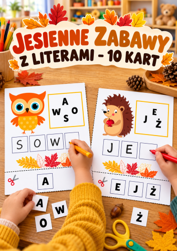JESIENNE ZABAWY Z LITERAMI - 10 KART