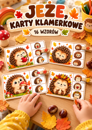 Jesienne karty klamerkowe z jeżykami.png