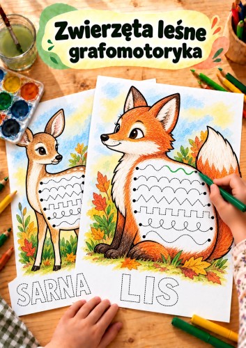 ZWIERZĘTA LEŚNE GRAFOMOTORYKA 12 STRON