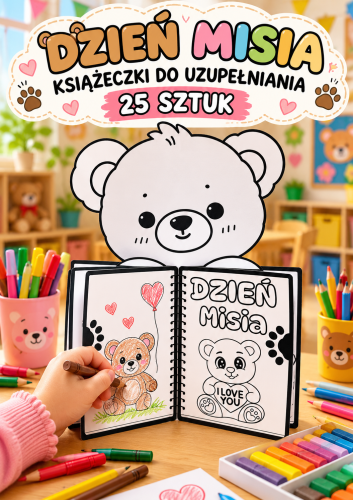DZIEŃ MISIA KSIĄŻECZKI DO UZUPEŁNIANIA 25 SZTUK
