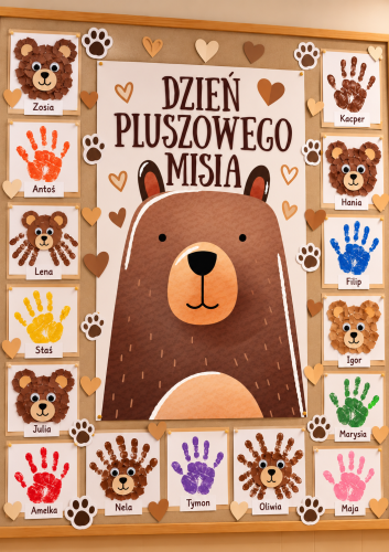 DZIEŃ MISIA - PLAKAT Z BRĄZOWYM MISIEM XXL 9 STRON + A4, A3