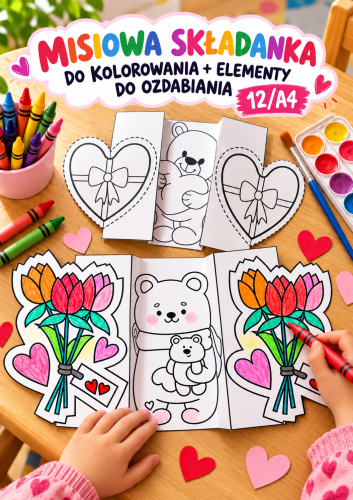 MISIOWA SKŁADANKA DO KOLOROWANIA+ ELEMENTY DO OZDABIANIA 12/A4