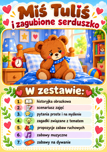 SUPER ZESTAW MIŚ TULIŚ I ZAGUBIONE SERDUSZKO - 12 STRON 