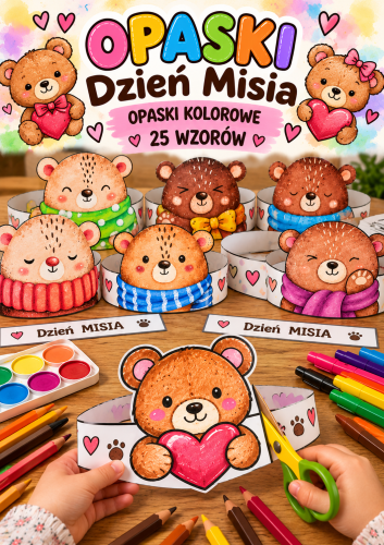 DZIEN MISIA OPASKI KOLOROWE 25 WZORÓW