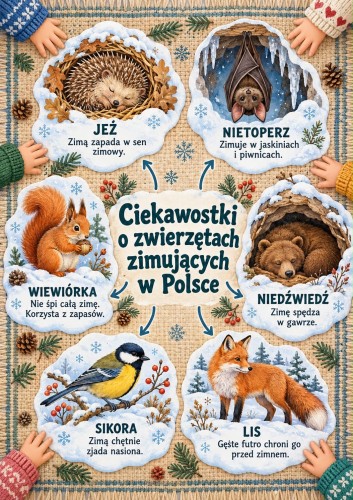 CIEKAWOSTKI O ZWIERZĘTACH ZIMUJĄCYCH W POLSCE DLA MALUSZKÓW 6 STRON