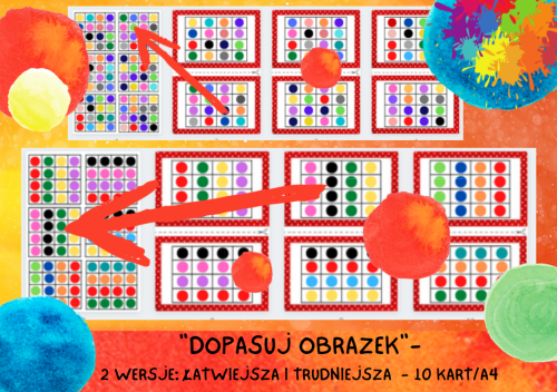 KROPKA DOPASUJ OBRAZEK - 2 WERSJE ŁATWIEJSZA I TRUDNIEJSZA