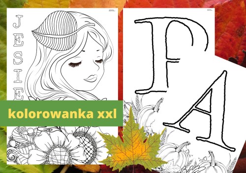1 DZIEŃ JESIENI KOLOROWANKI XXL - 9 STRON - BEZ NAPISU