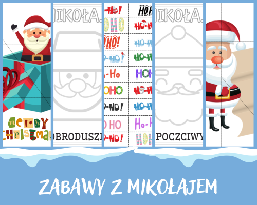 MIKOŁAJKOWE WYCINANKI UKŁADANKI + GRAFOMOTORYKA MIKOŁAJ JEST... 50/A4 