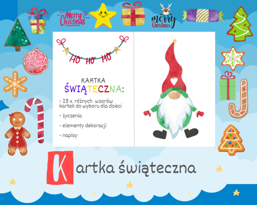 KARTKA ŚWIĄTECZNA - ELEMENTY NADRUKOWANE + DO WYCINANIA 25/A4