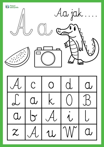 ZNAJDŹ LITERY + KARTY CAŁY ALFABET 45 STRON 