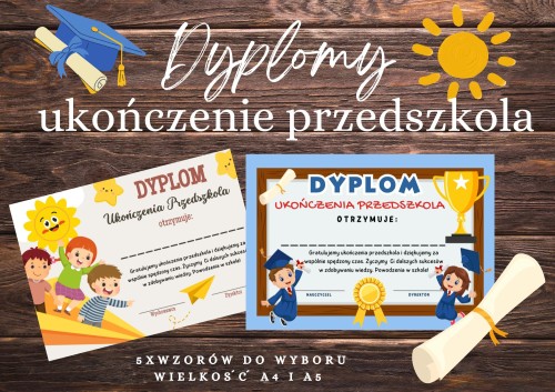 DYPLOM UKOŃCZENIA PRZEDSZKOLA ZESTAW NR 1.