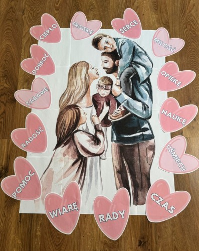 DEKORACJA NA DZIEŃ MAMY I TATY - RODZINA I SERCA 35 STRON 