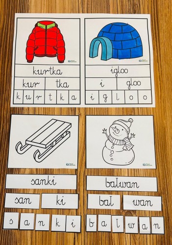 BUDOWANIE ZIMOWYCH WYRAZÓW 24 SZT WERSJA CZARNO-BIAŁA