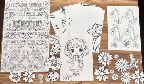 ZESTAW  27 Wiosna kolorowanka XXL + obrazki 