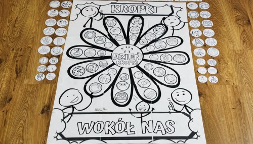 ZESTAW 101 Projekt tematyczny kropki wokół nas plakat XXL + elementy w kołach. Pomoce wydrukowane gotowe do wysyłki