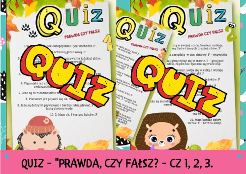 ZESTAW 156 DZIEŃ JEŻA QUIZ - PRAWDA FAŁASZ. Pomoce gotowe do wysyłki.          